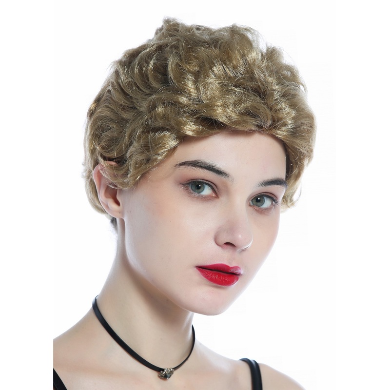 Wig short wavy Men Women Halloween Carnival mixed gold blond 215220