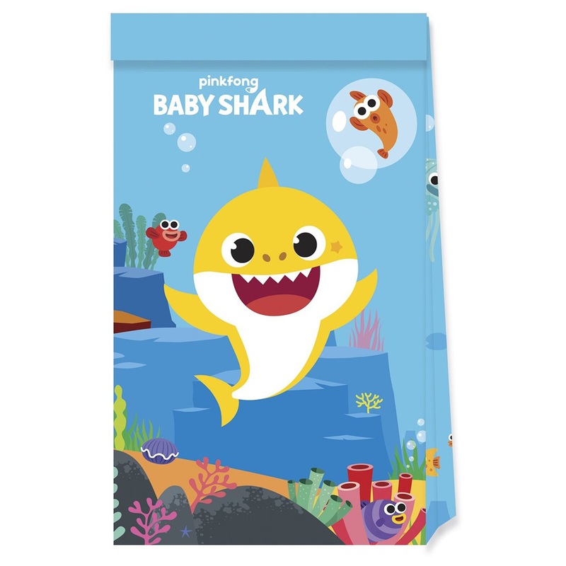 4 Baby Shark Party Favour Bags