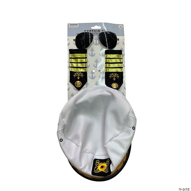 Adults Boat Captain Costume Accessory Kit – 4 Pc.