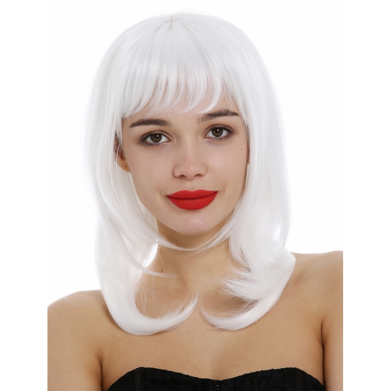 Lady Wig shoulder-length medium long layered straight hair white 3003