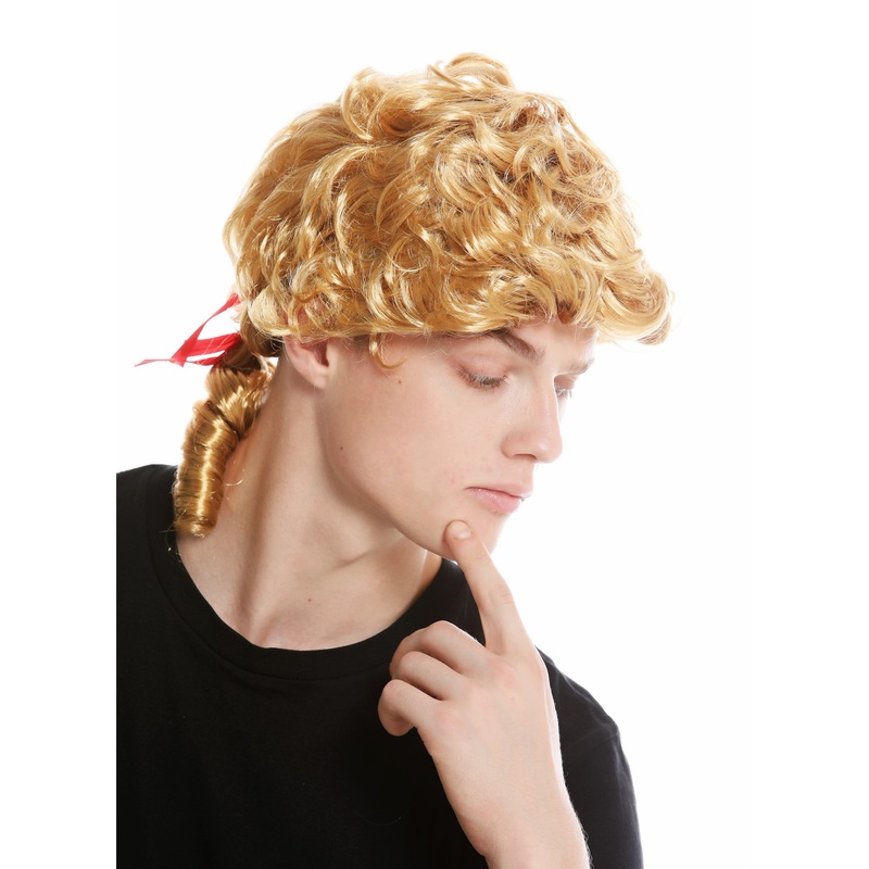 Wig men carnival Baroque poet Casanova nobleman lord plait copper blonde 7057