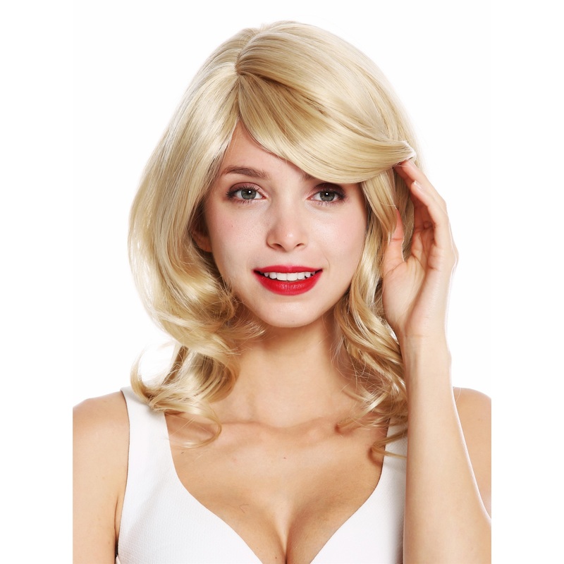 Women’s wig long voluminous wavy waved parting light blonde VK-44