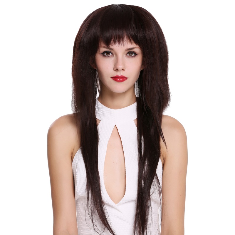 Extravagant Lady Wig long smooth teased volume mane mahogany brown mix 10253