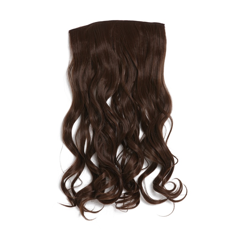 Hairpiece Halfwig 5 Clip Extension wide long curled curls brown YZF-3180