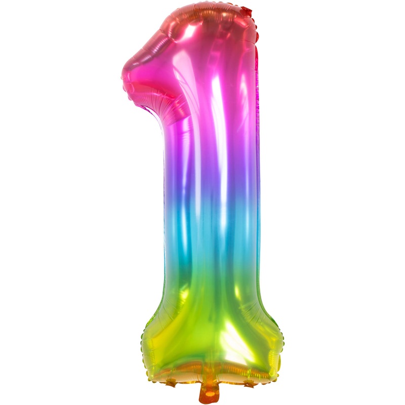Number 1 Super Rainbow Foil Balloon 86cm