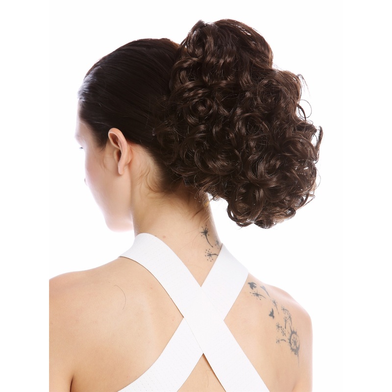 Ponytail Hairpiece optional Combs & Clamp short voluminous brown 10