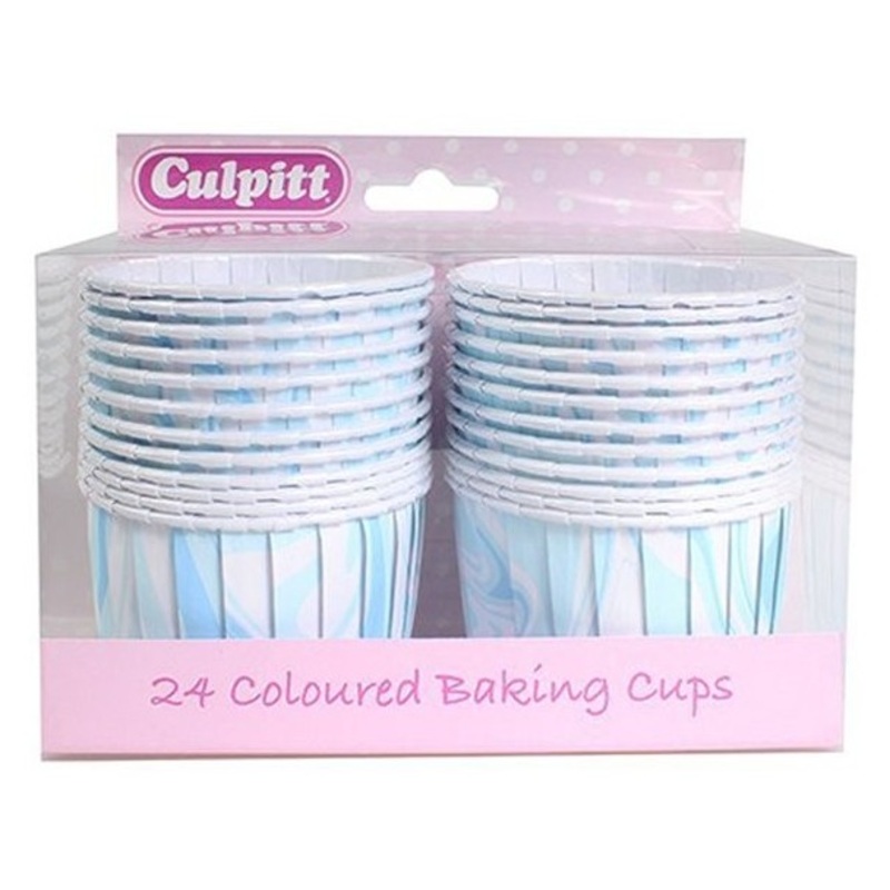 24 blue marbled muffin tins 6cm