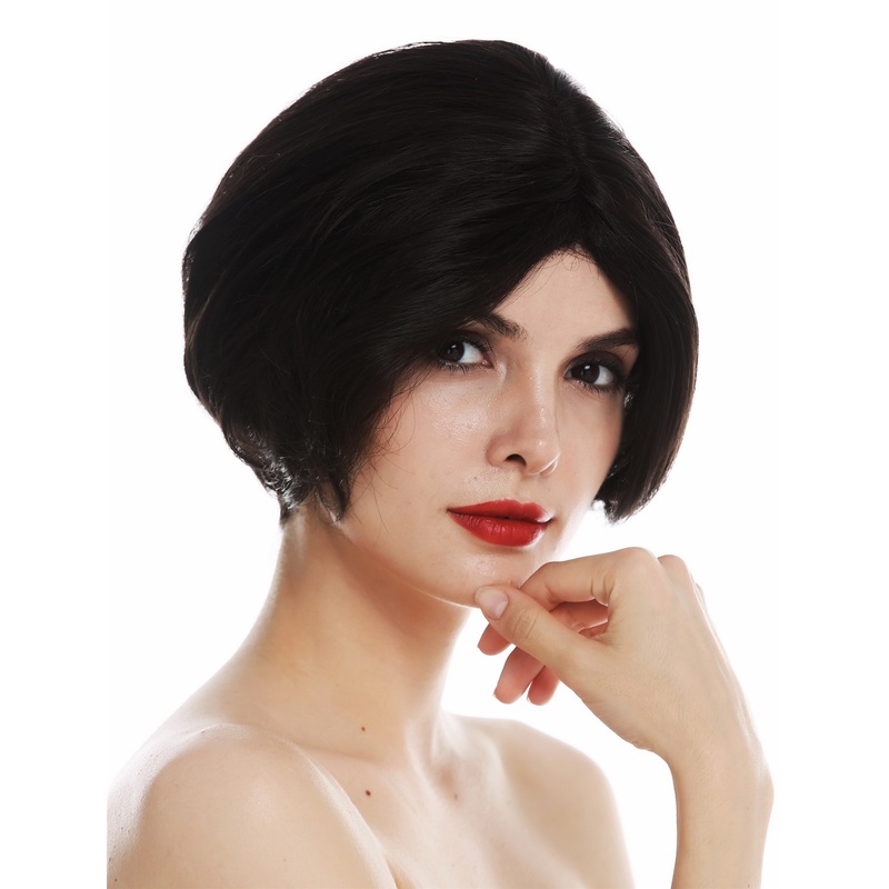 Lady wig partial monofilament parting short shab bob dark brown CM-137A-MT