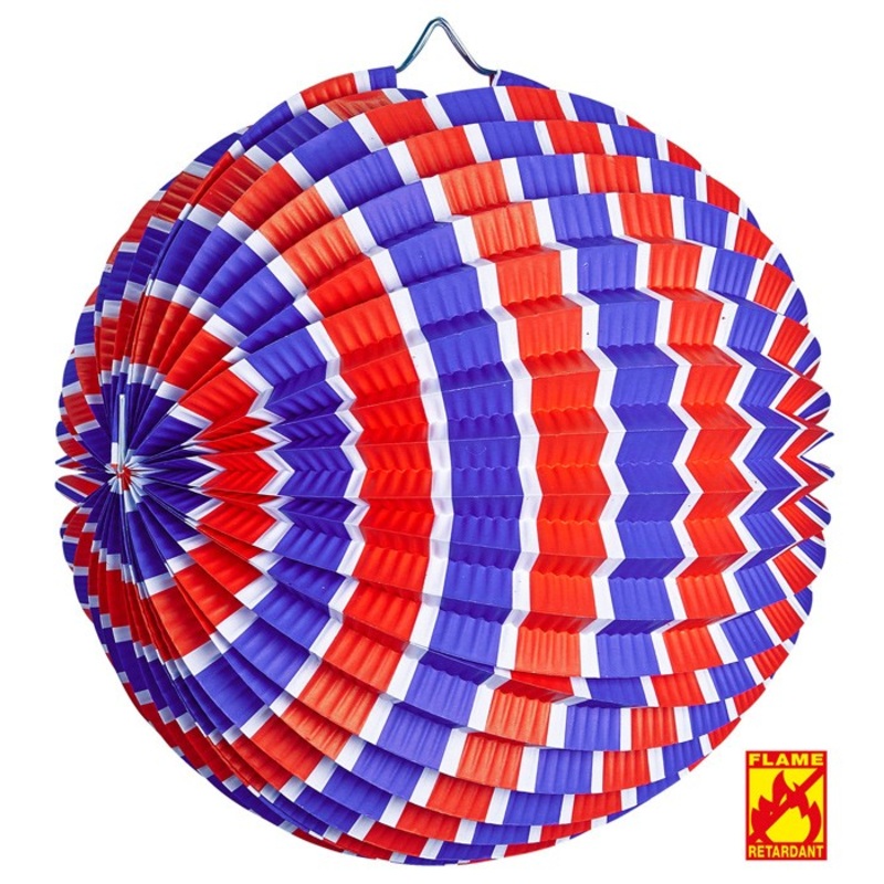 Stripe lantern red-blue-white 25cm