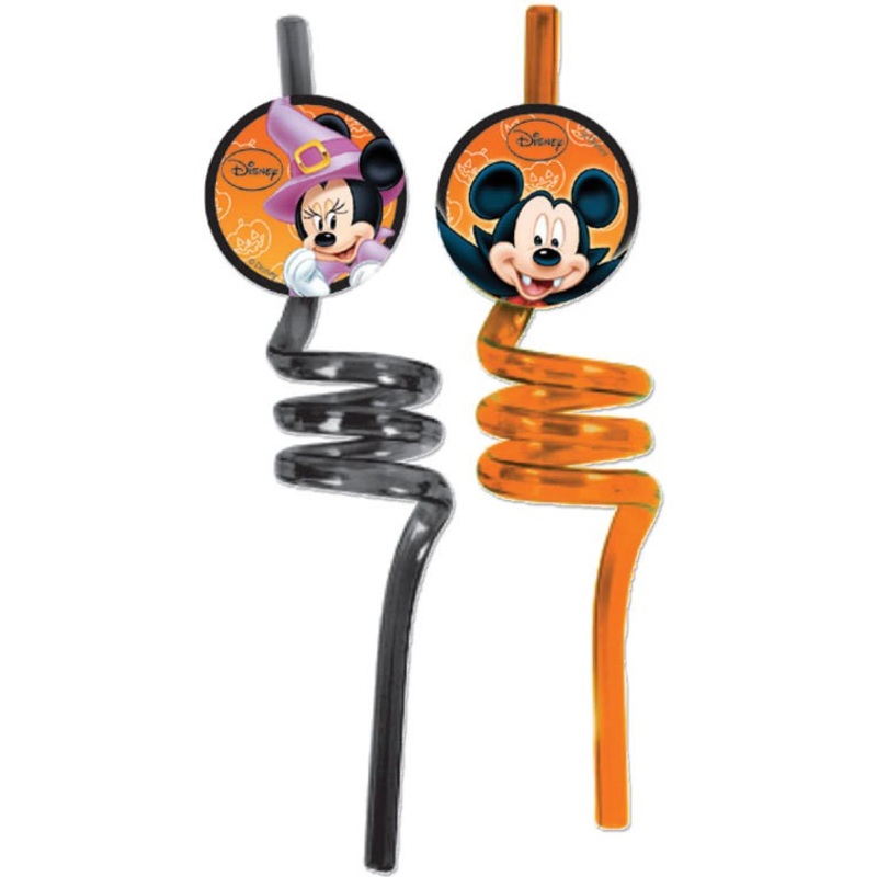 2 Mickey Mouse Halloween Swirl Straws 25cm