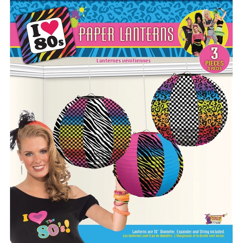 3 colorful disco paper lanterns