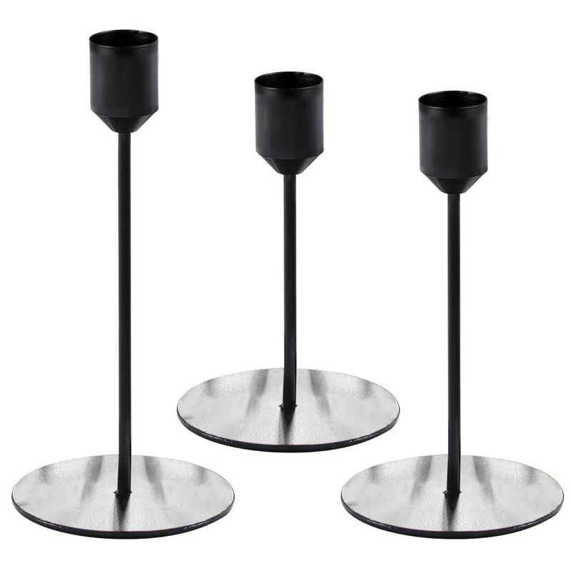 3 Scandi candle holders in matt black
