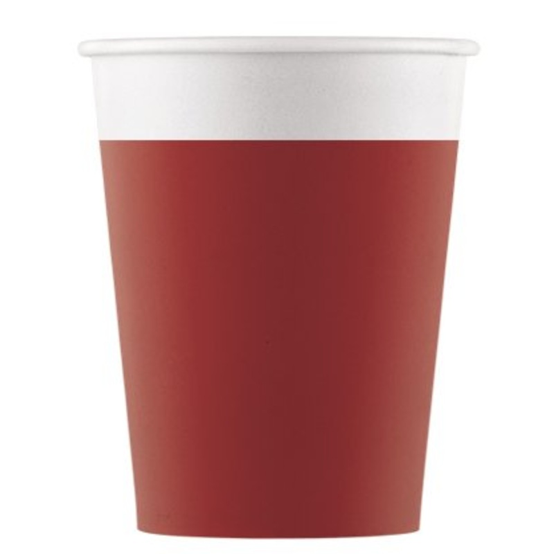 8 FSC paper cups Paganini red 200ml