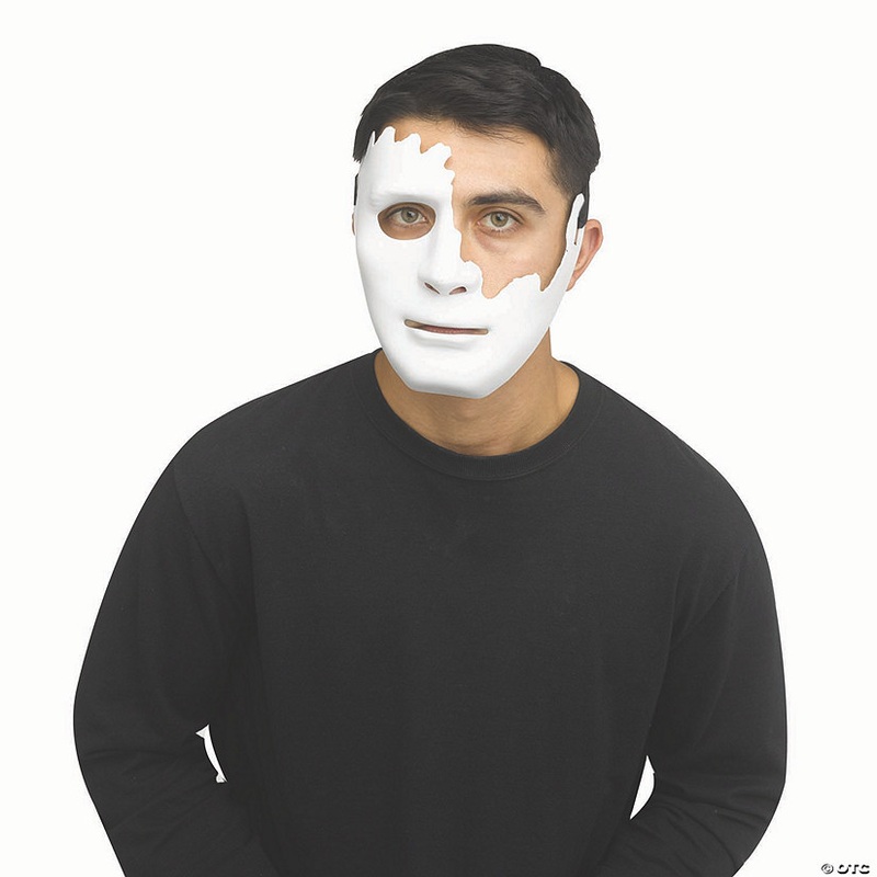 Adults White Cracked Plastic Half Mask – One Size