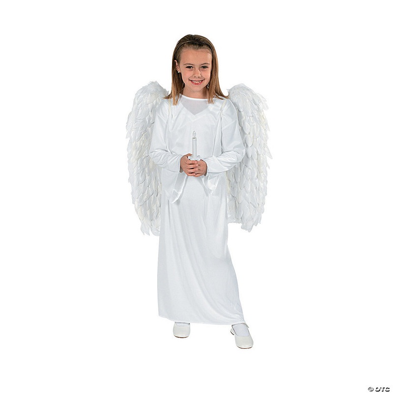 Kids Angel Nativity Costume with Wings & Candle – Small/Medium
