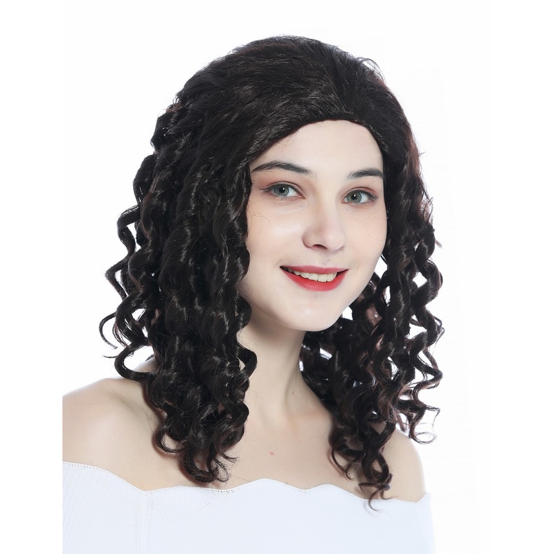 Wig Lady Women shoulder length Caribbean Corkscrew Curls ringlets brown ZM-1009