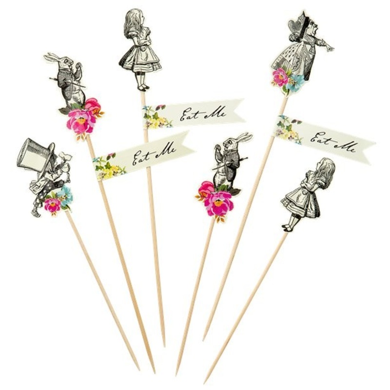 12 Alice in Wonderland decorative skewers