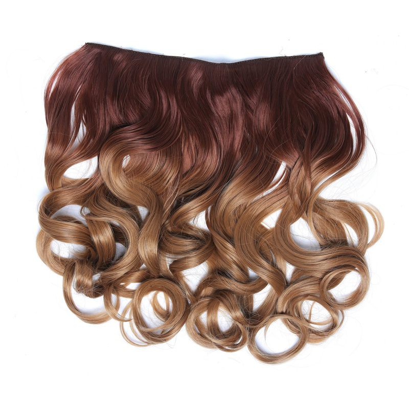 Clip-in hair extension 5 clips wide wavy ombre copper brown dark blonde CMT-863