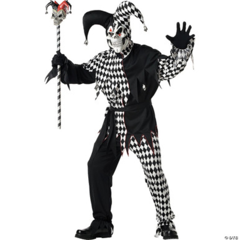 Evil Jester Costume Adult – White/Black Large
