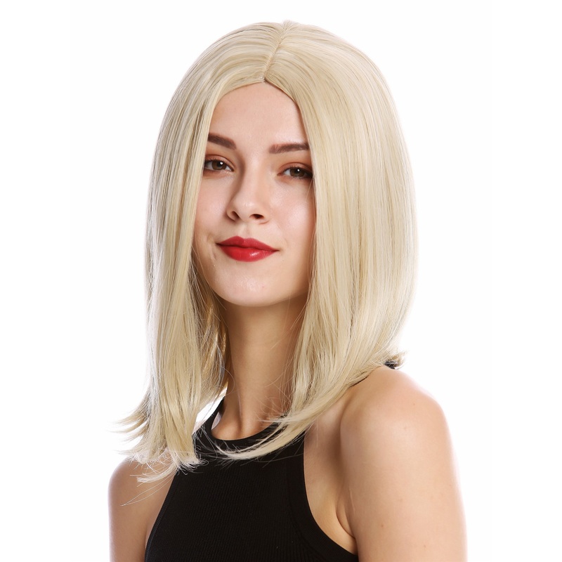 Lady wig short shoulder length Bob Longbob straight parting blonde mix YZF-4358