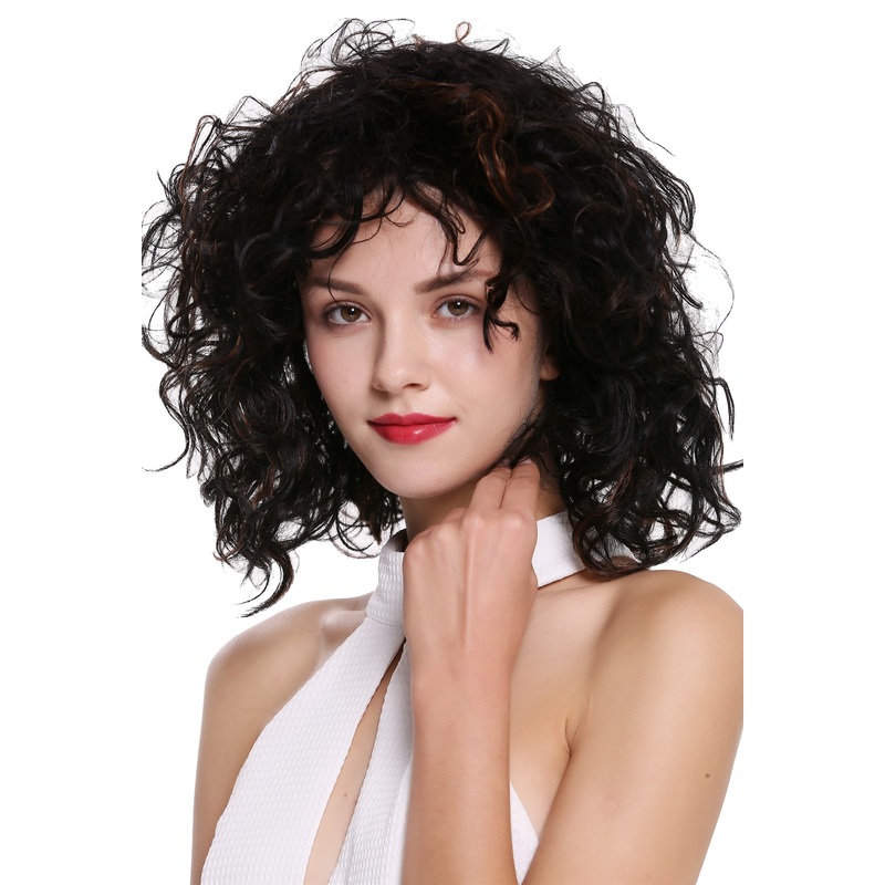 Lady wig short shoulder-length wild curls voluminous chestnut brown mix DW-2698