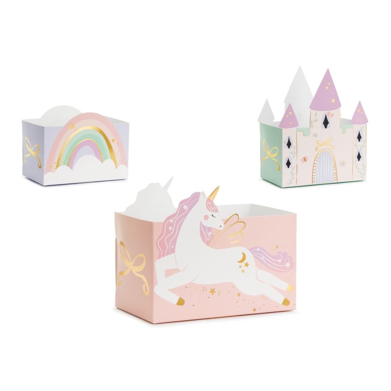 6 snack boxes castle and unicorn 12 x 7.5cm