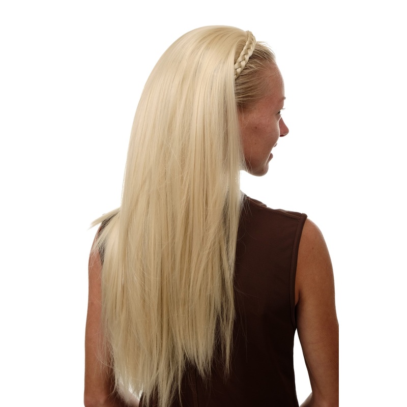 Halfwig Hairpiece braided hair circlet hoop long straight bright blond TYW60875H