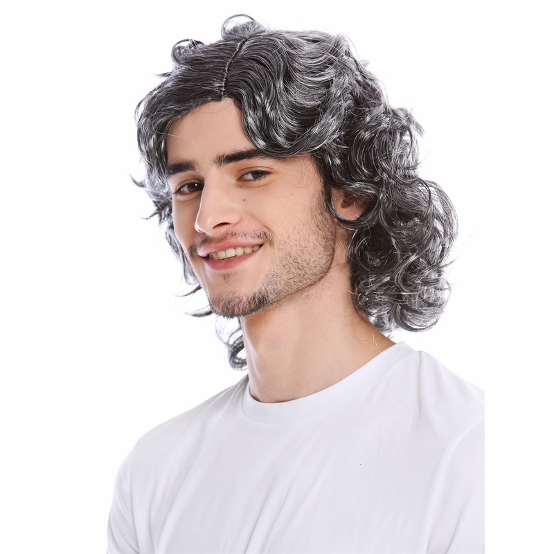 Halloween Wig gray Men Women Aged Old Gigolo 70ies Popstar Dancer Playboy 3750-