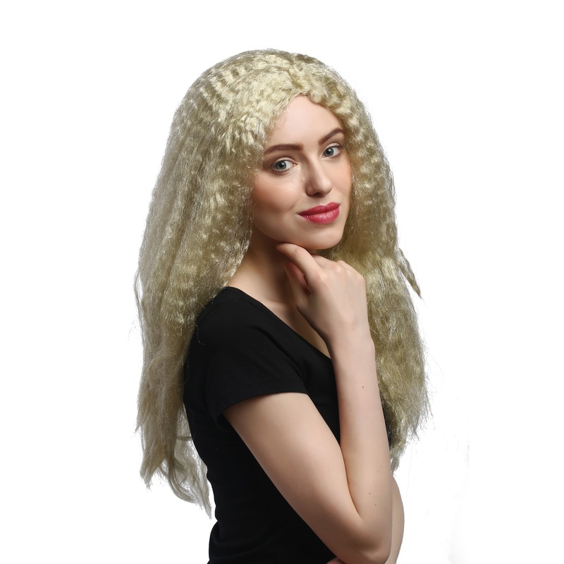 Lady Party Wig gold blond kinked volume lioness lion mane middle parting 90936