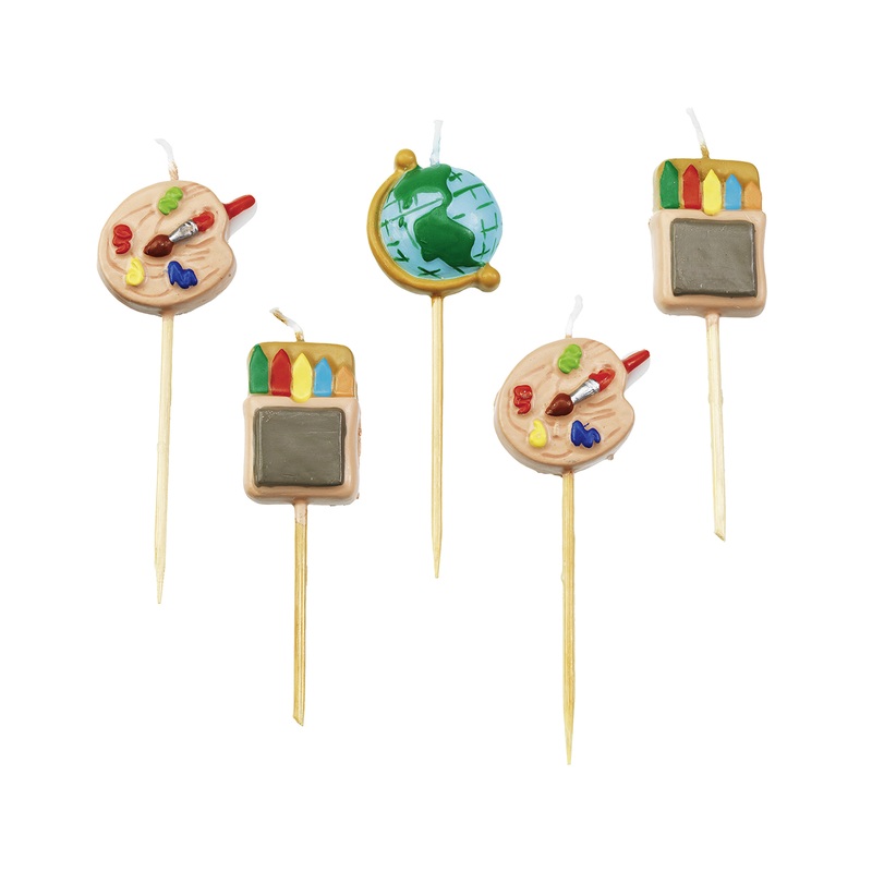 5 happy back to school cake candles 7cm