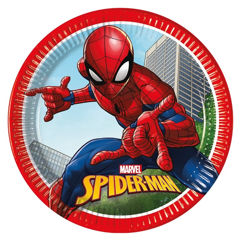 8 Spiderman Web Warriors paper plates 23cm