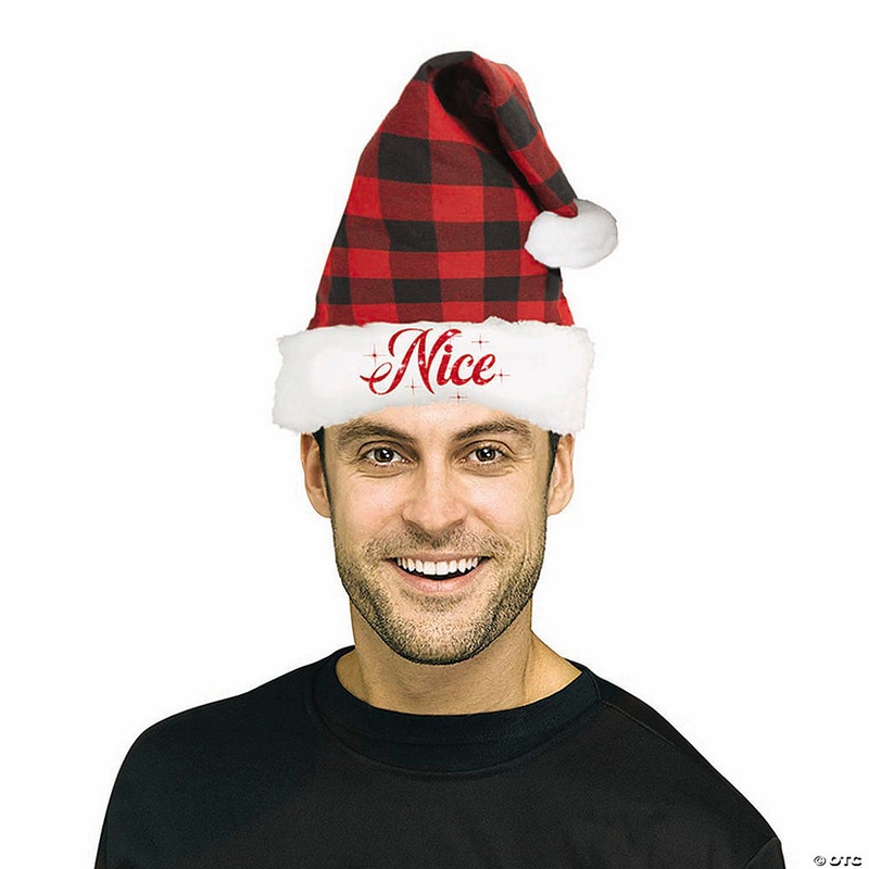 Adults Nice Black, Red & White Polyester Santa Hat – One Size