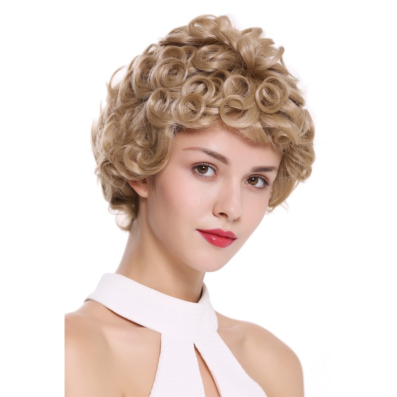 Lady wig monofilament handmade short curls curly dark blonde DW2308-FHT-MF