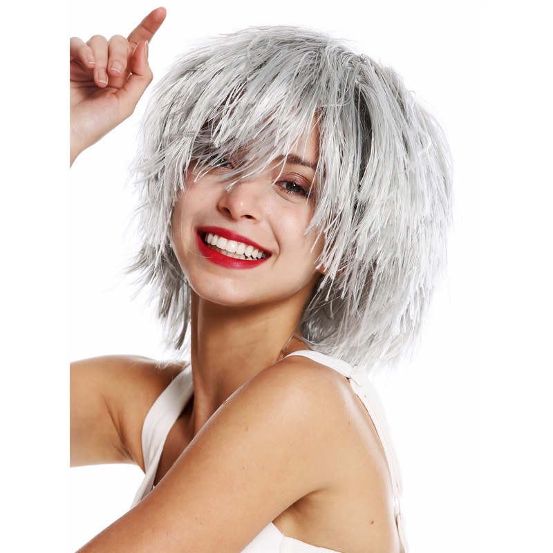 Party Carnival wig women men shaggy strawy voluminous goblin clown grey MMSLW