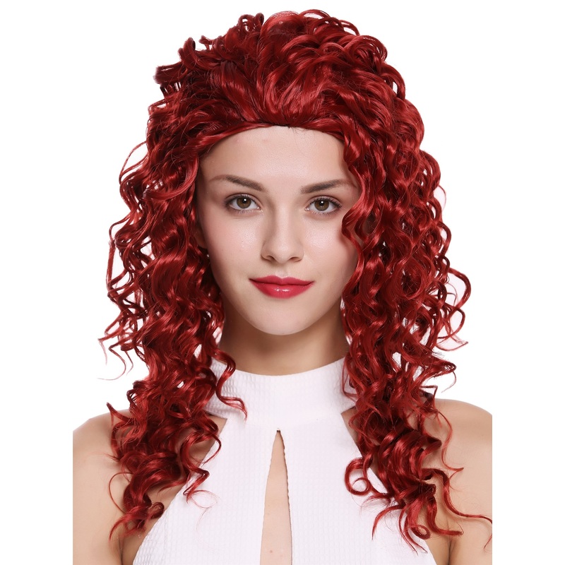 Women’s wig lady half wig 3/4 long curly curls red 21,5 inches AG-137