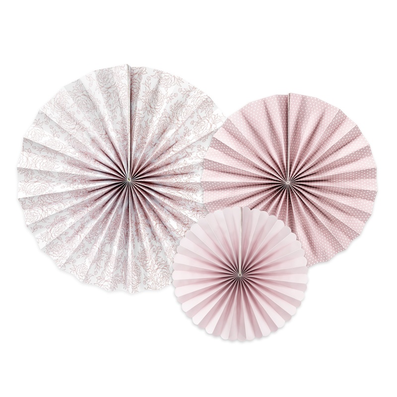 3 peony paper rosettes dusky pink