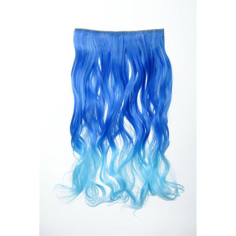 5 Clip-In Extension Hairpiece curled curls Ombre Blue YZF-3180P-TF2517TTF2513B