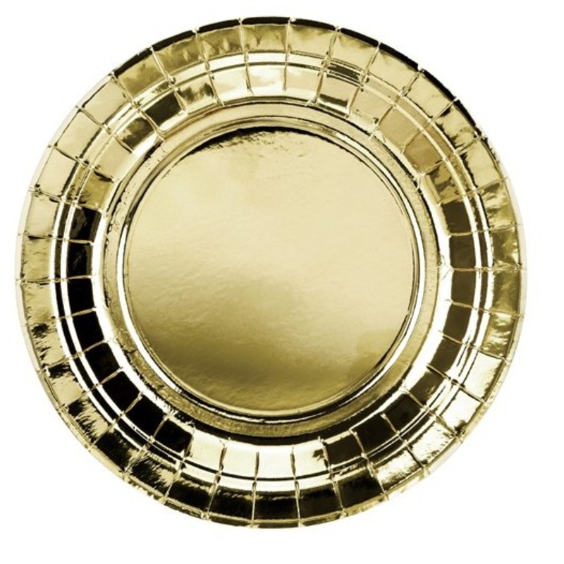 6 Gold Metallic Paper Plates 18cm