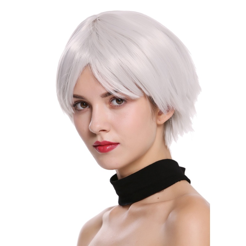 Lady Man Gents Cosplay Wig short wild layered sexy androgynous light gray SA094