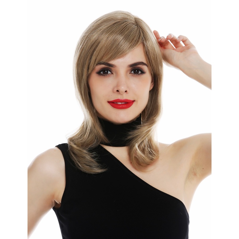 Lady wig mono parting shoulder length sleek dark blonde highlights DW2283-HS-MT