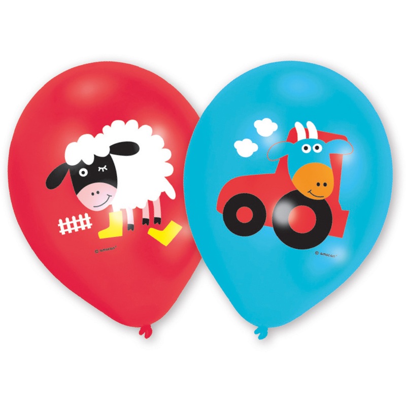 Set of 6 funny farm balloons