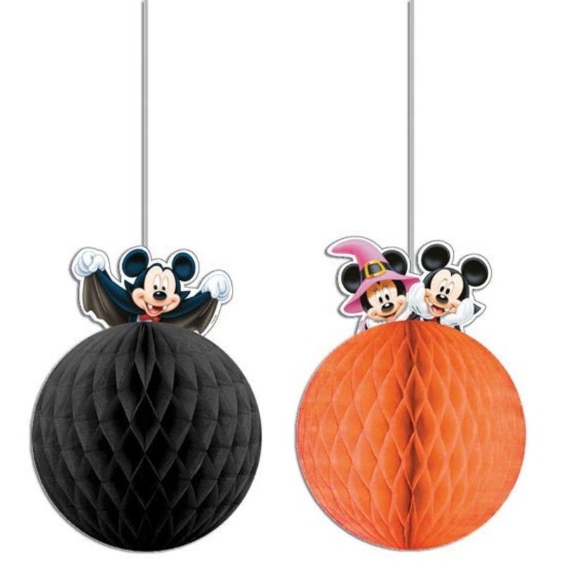 2 Mickey Mouse Halloween honeycomb balls 17cm