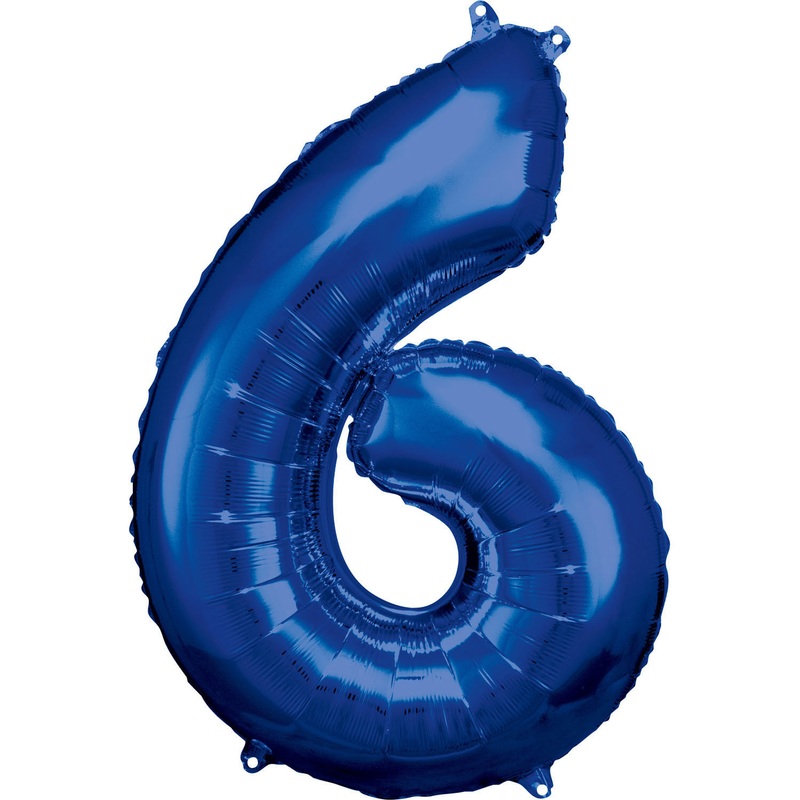 33” Blue Numbered Foil Balloon #6