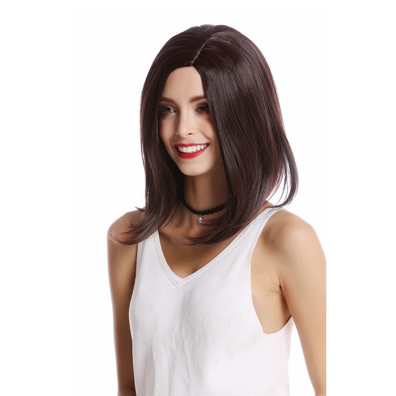 Lady Wig short shoulder length straight off-center parting mahogany brown YZF-4358-2/33