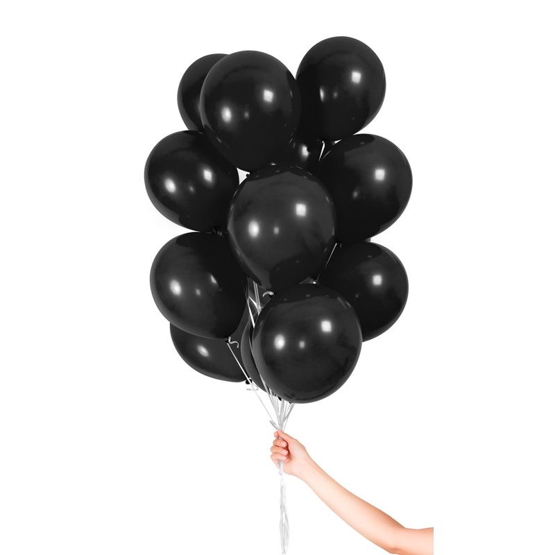 30 balloons with ribbon black 23cm