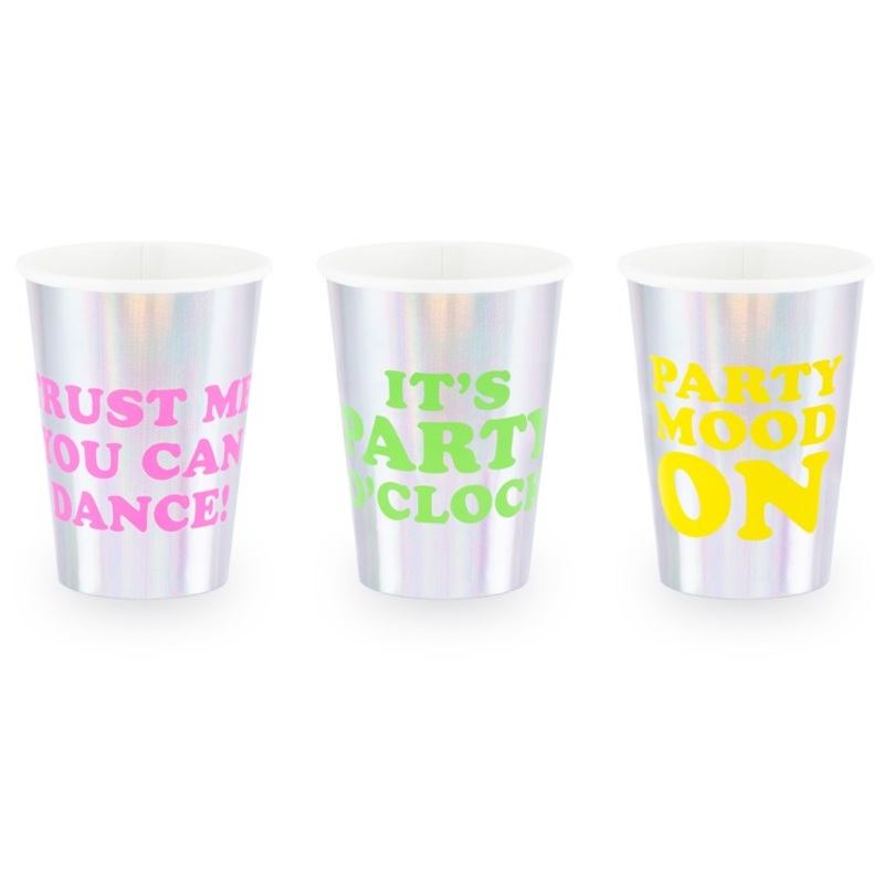 6 Electric Party paper cups 360ml
