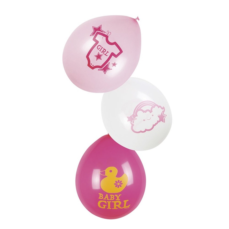 Set of 6 girl baby party balloons