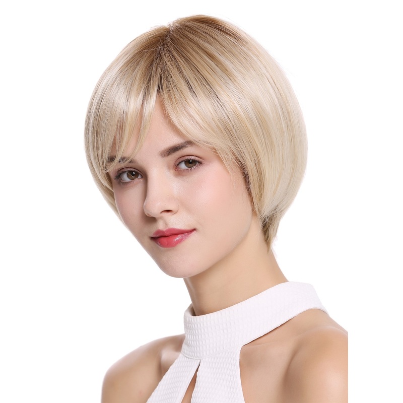 Women’s wig lady monofilament hand made short sleek blonde mix DW2435A-MT