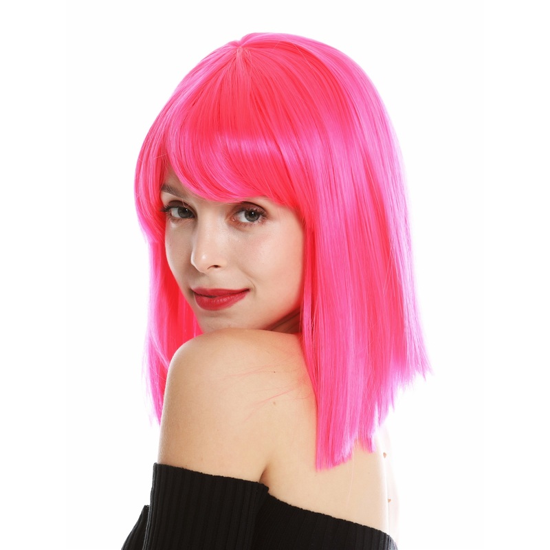 Women’s wig short shoulder length sleek Cleopatra fringe light pink VK-10