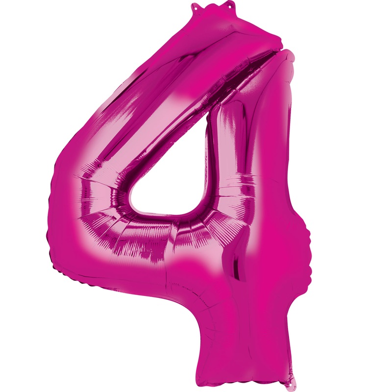 16” Number 4 Pink Air Fill Balloon